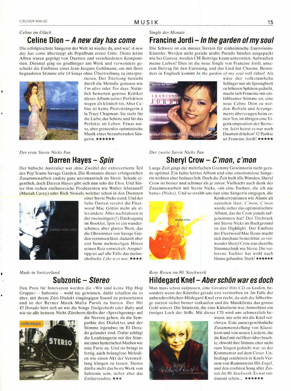 04 Cruiser 2002 Mai Sprawdź wszystkie płyty francine jordi. 04 cruiser 2002 mai